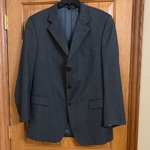 Jos. A. Bank Charcoal herringbone 100% wool Blazer jacket 3 button closure 46L